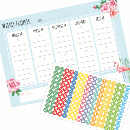 Weekly Planner & Stickers - Flamingo