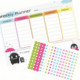 Weekly Planner & Stickers - Monster