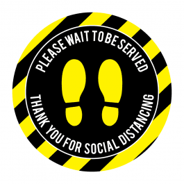 Please Wait to be Served Yellow & Black Floor Stickers