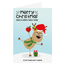 Teacher's Personalised Christmas Cards - Reindeer Design