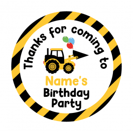 Digger Thank You Party Stickers