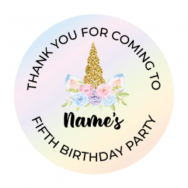 Unicorn Magical Thank You Party Stickers