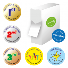 BIODEGRADABLE Stickers in Dispensers - Sports Day Set 5