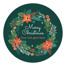 Christmas Poinsettia Wreath Gift Labels