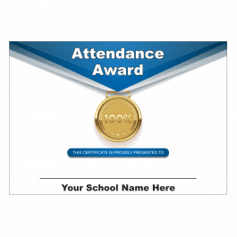 100% Attendance Medal Award Certificate Set