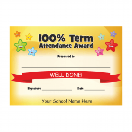 100% Term Attendance Stars Award Certificate Set