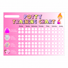 A3 Pink Girls Potty / Toilet Training Chart & Star Stickers