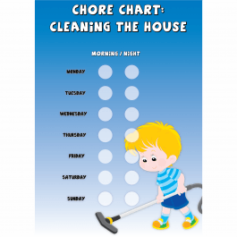 Boys Chore Chart 'Cleaning the House'