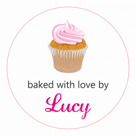 Personalised Craft Sticker - Baked With Love Cupcake Design
