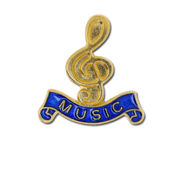 Gold / Blue Lapel Badge - Music Clef