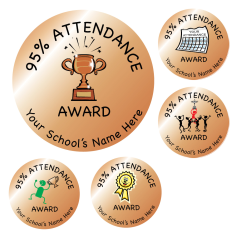 95% Attendance Bronze Stickers