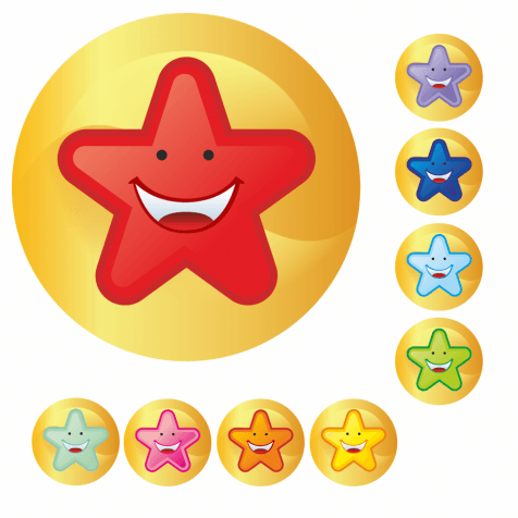 Mini Smiley Multi Star Stickers