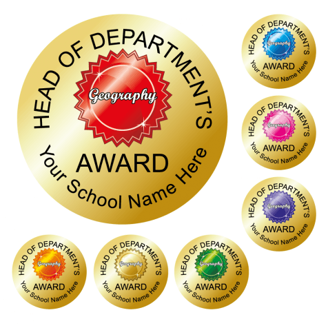 Head of Department - Geography Award Stickers - Metallic Gold