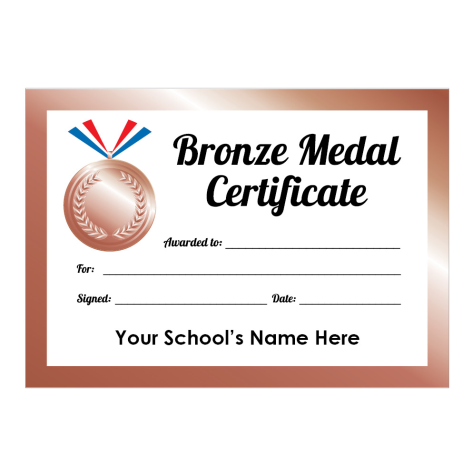 Sports Day Bronze Medal Certificates