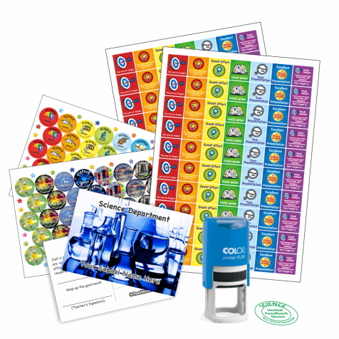Science Teacher Bundle Pack - Stickers, Postcards, Stampers