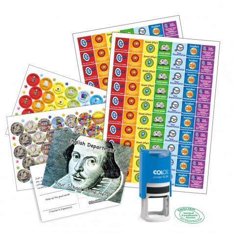 English Teacher Bundle Pack - Stickers, Postcards, Stampers
