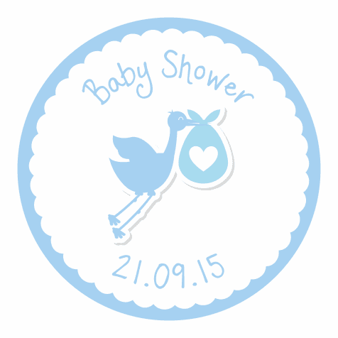 Stork Baby Shower Stickers - Blue