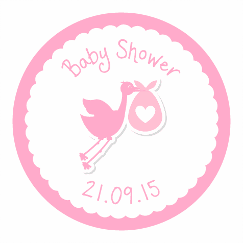 Stork Baby Shower Stickers - Pink