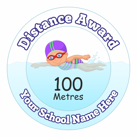 Swimming Distance Award Stickers - 100 Metres - Girls