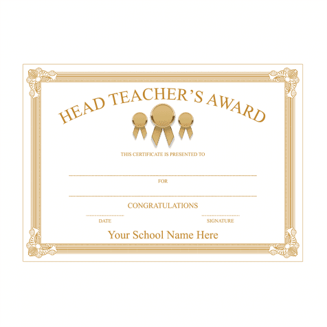 Head Teacher's Gold Award Certificate Set