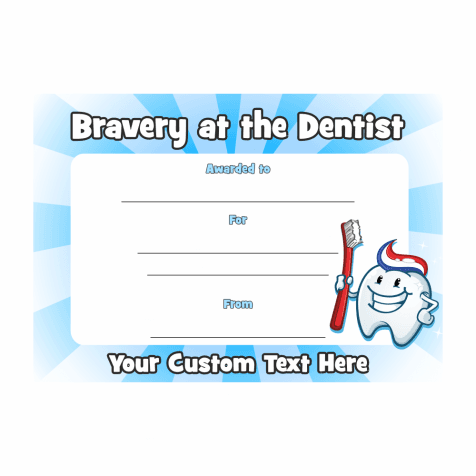  I was Brave at the Dentist Certificate