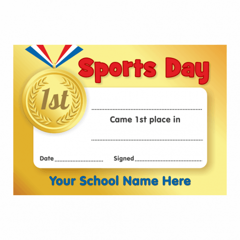 Sports Day 1st Place Certificates