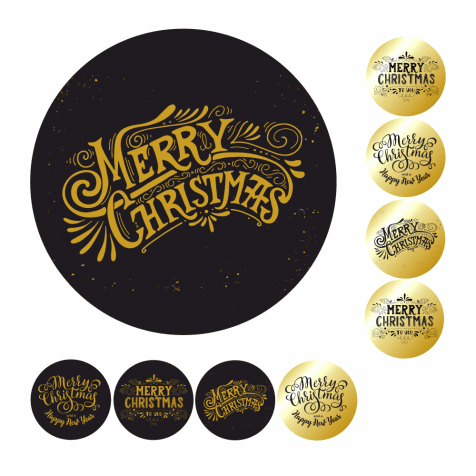 Merry Christmas Gold Stickers - Set 2