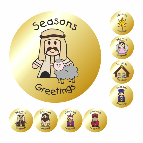 Gold Seasons Greetings Stickers