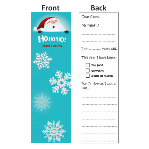 Dear Santa Bookmark Design 1