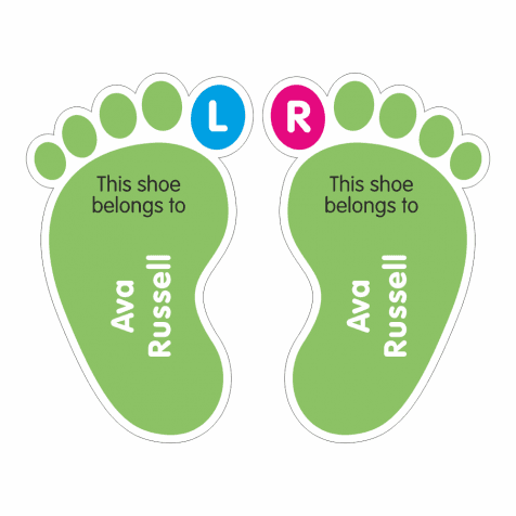Left and Right Shoe Name Labels