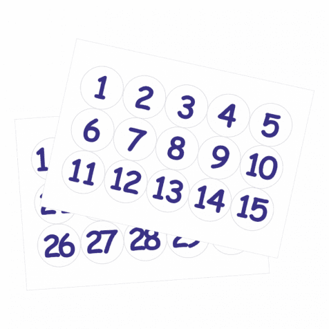 White 1-30 Number Stickers