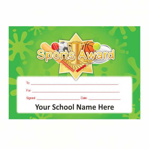 Sports Award Gold Star Certificate