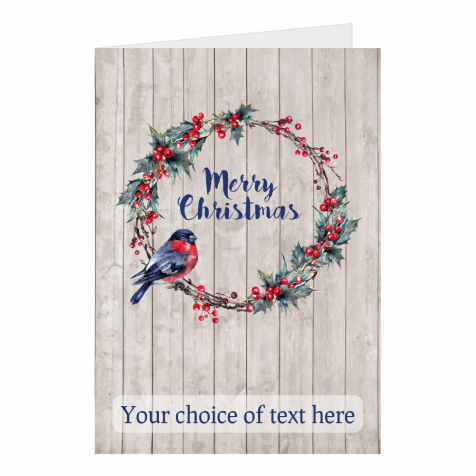 Robin and Wreath Personalised Christmas Cards