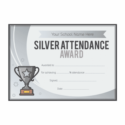 Silver Attendance Trophy Certificates - A5