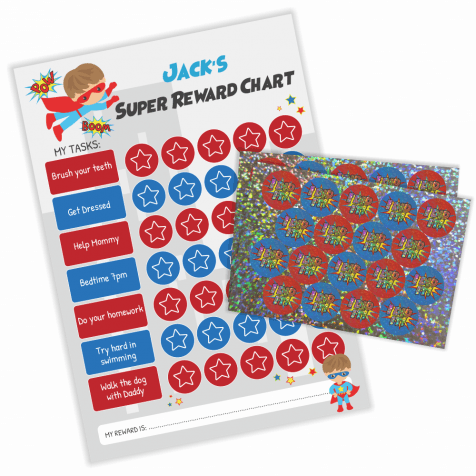 Superhero Reward Chart with Sparkly Stickers