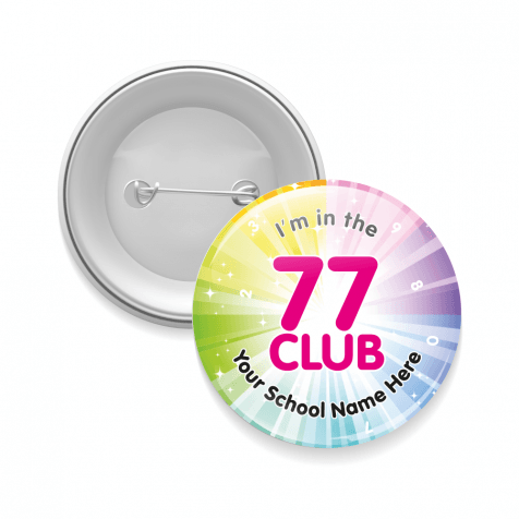77 Club Times Table Button Badges