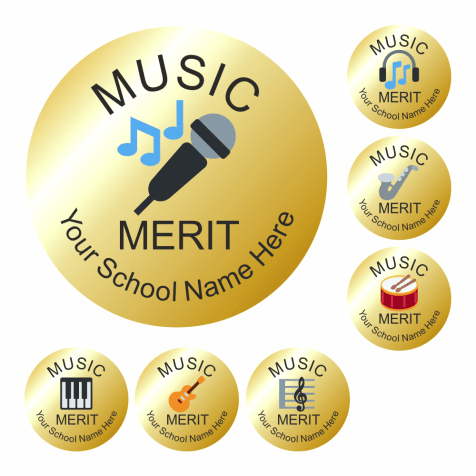 Music Metallic Gold Reward Stickers