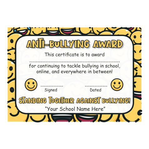  "Standing Together" Anti-Bullying Award Certificate