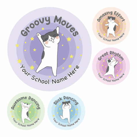 Dancing Kitty Reward Stickers