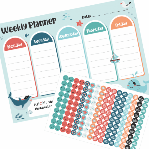 Weekly Planner & Stickers - Pirate