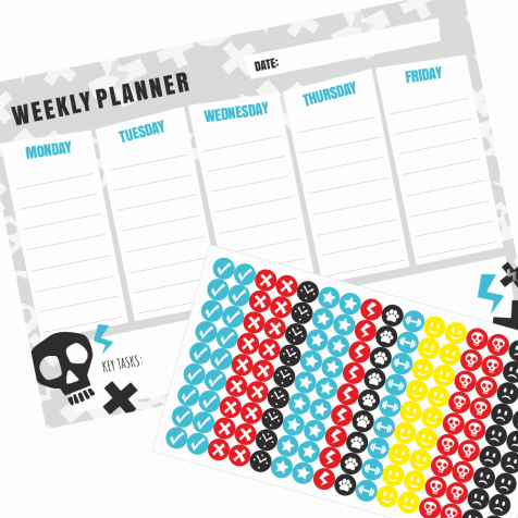 Weekly Planner & Stickers - Skull