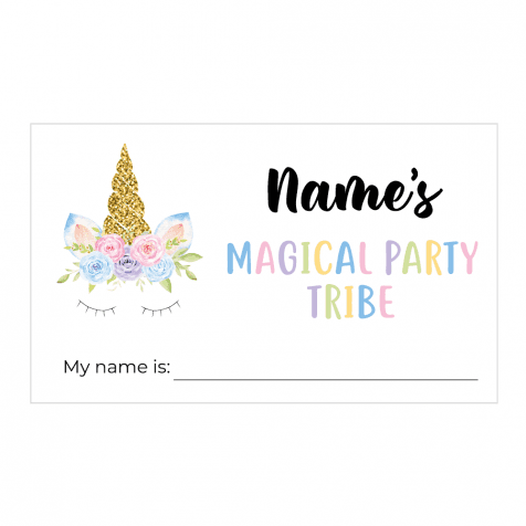 Unicorn Magical Party Tribe Name Stickers