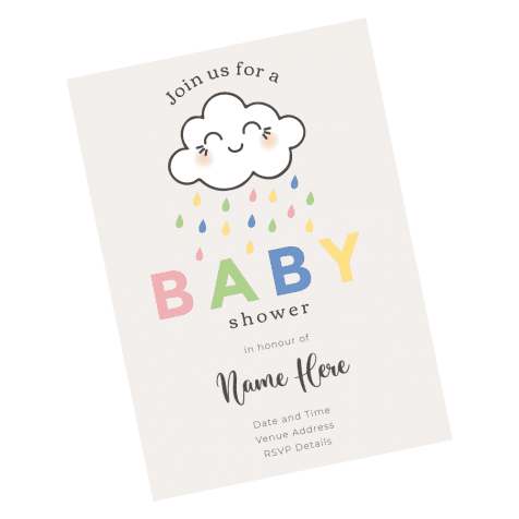 Cute Cloud Baby Shower Invitations