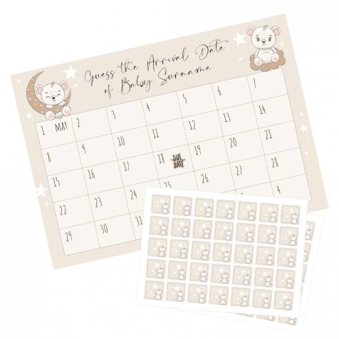 Baby Bear Guess the Date Chart with Stickers