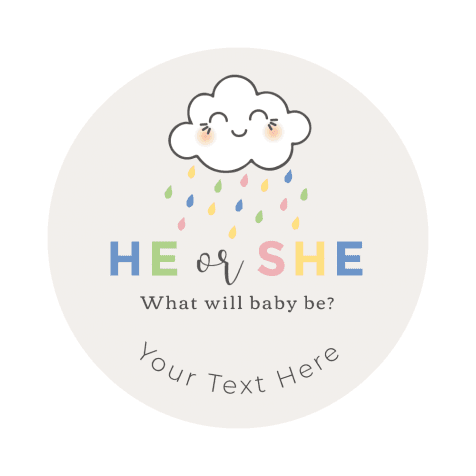 Cute Cloud He or She Baby Shower Stickers