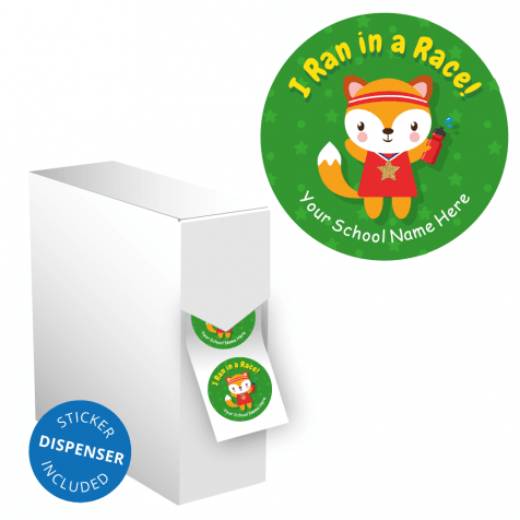 BIODEGRADABLE Stickers in Dispenser - I Ran in a Race