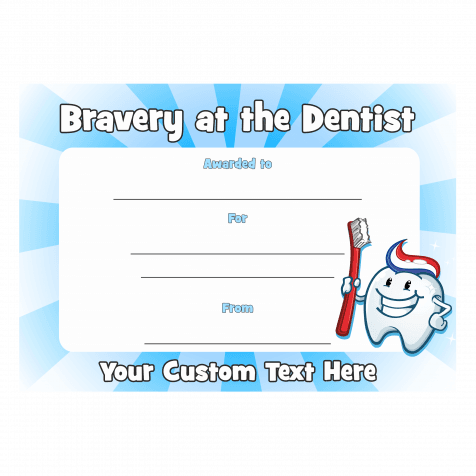 Bravery At The Dentist Certificate