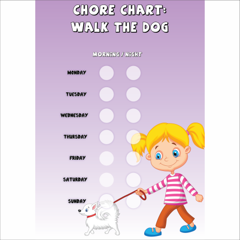 Girls Chore Chart 'Walk the Dog'