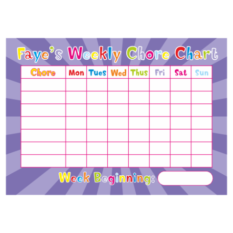 Personalised Weekly Chore Charts