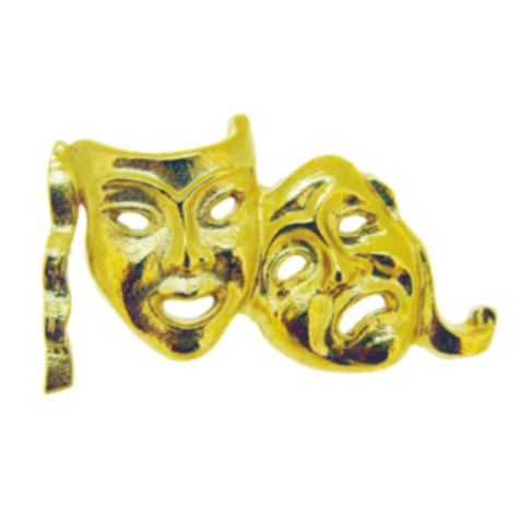 Gold Lapel Badge - Drama Mask